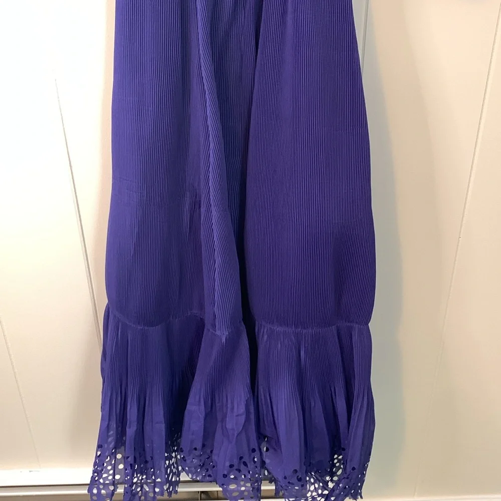 Zimmermann Laser Cut Purple Plisse Taffeta Midi Dress Size 0